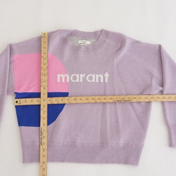 Isabel Marant Etoile Purple Pink Korbin Logo 45% Cotton 20% Wool Sweater 44 (M) - Picture 4 of 11
